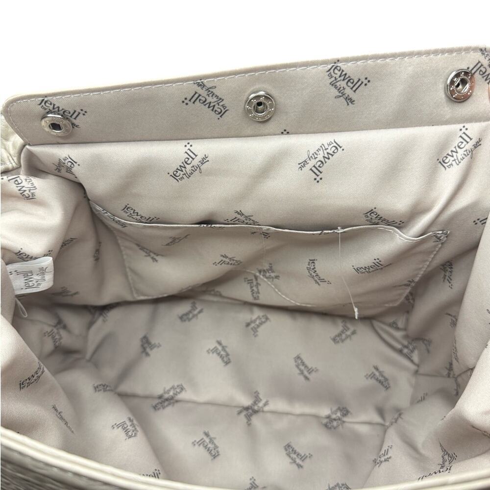 Thirty-One Platinum Grey Pebble Shoulder Bag Vegan Leather Casual Tote - Picture 11 of 13